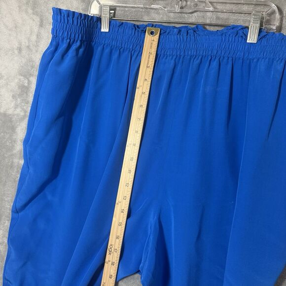 Vintage Diane Gilman 3X Plus 100% Silk Pants Elastic Waist Lightweight Blue READ - Picture 5 of 8